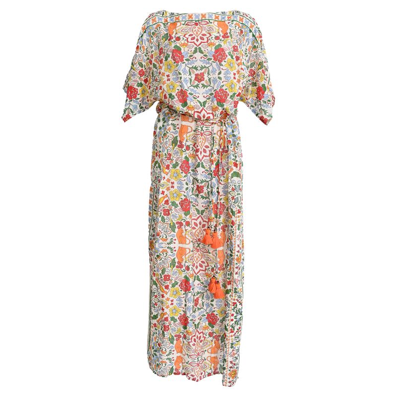 Tory Burch Printed Kaftan Maxi Dress In Multicolor Cotton